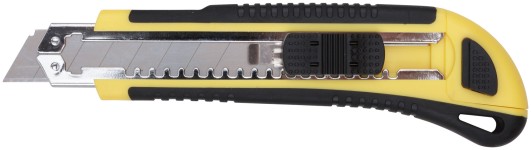 Нож технический 18 мм усиленный прорезиненный, кассета 3 лезвия, Профи