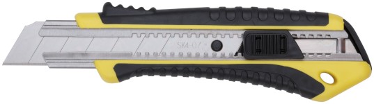 Нож технический 25 мм усиленный прорезиненный, кассета 3 лезвия
