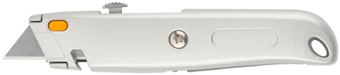 Нож для напольных покрытий серый, металлический корпус, кассета 4 лезвия