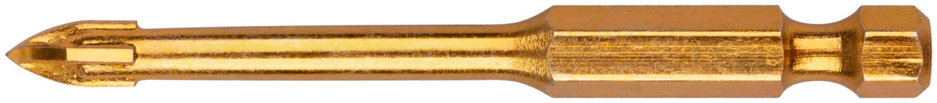 Сверло по кафелю, 4 режущие кромки, титановое покрытие, U-хвостовик под биту  5х71 мм