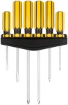 Отвертки CrV сталь, магнитный наконечник, желтые пластиковые ручки, на держателе, набор 6 шт.