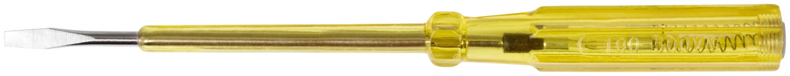 Отвертка индикаторная, желтая ручка 100 - 500 В, 190 мм