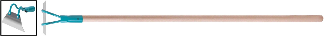 Мотыга прямая 150х50 мм, нержавеющая сталь, с деревянным черенком