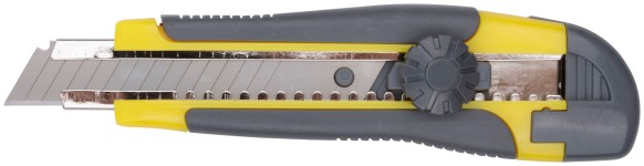 Нож технический 18 мм усиленный прорезиненный, вращ.прижим, лезвие 15 сегментов