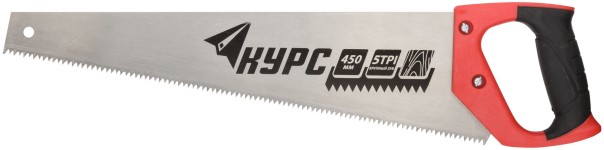 Ножовка по дереву универсальная, шаг 4,5 мм, пластиковая прорезиненная ручка 450 мм