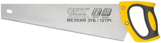 Ножовка по ламинату, мелкий каленый зуб 12 ТPI (шаг 2 мм), заточка, пласт.прорезиненная ручка 400 мм