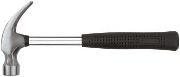 Молоток-гвоздодер, металлическая ручка, резиновая рукоятка 27 мм, 450 гр.